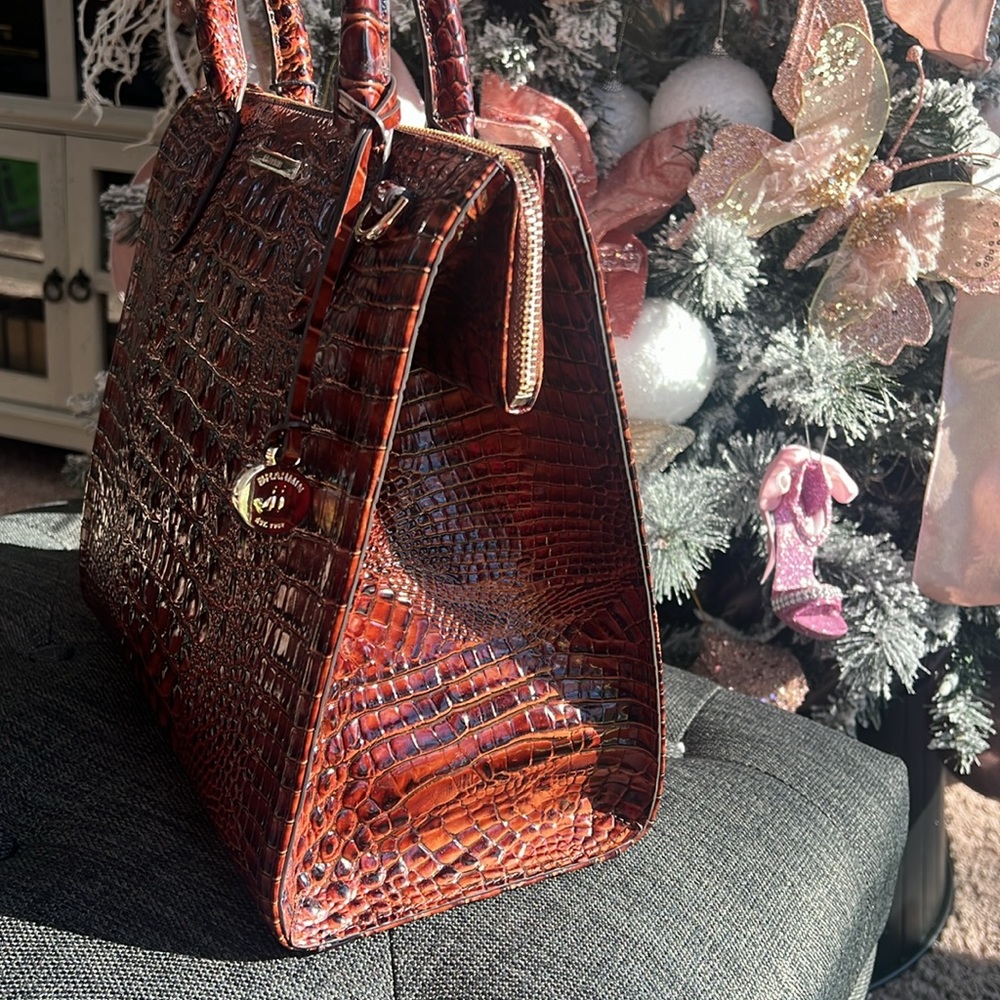 Brahmin Pecan Croc-Embossed Satchel - Picture 8 of 12